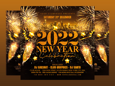 New Year Flyer banner branding christmas club flyer event flyer design flyer template graphic design happy new year holiday instagram logo merry christmas new year new year party new years eve party weekend xmas