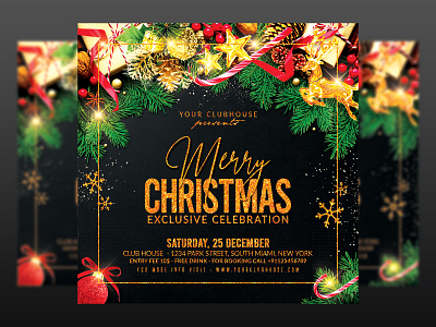 Christmas Flyer branding christmas christmas 2021 christmas dinner christmas eve christmas party christmas tree club club flyer flyer design flyer template graphic design holiday instagram logo merry christmas merry xmas new year santa claus xmas