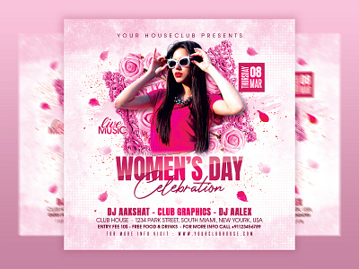 Women's Day Flyer branding club club house event facebook flyer design flyer template graphic design happy womens day holiday instagram post ladies night logo night club party woman women womens day womensday