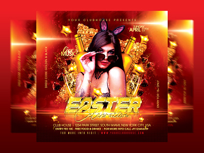Easter Flyer branding club club house easter easter bunny easter egg hunt easter party flyer design flyer template graphic design heppy easter holiday instagram ladies night party logo night club party spring summer usa