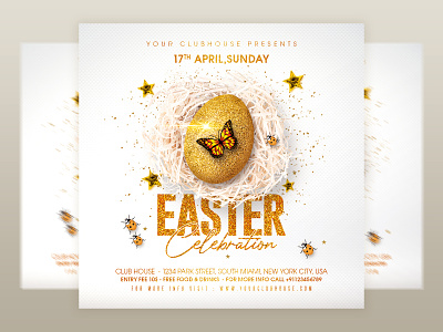 Easter Flyer branding club clubhouse easter easter bunny easter egg hunt easter party easter week easter2022 egg hunt event flyer design flyer template happy easter holiday instagram logo night club party usa