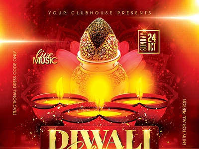 Diwali Flyer branding club club flyer deepawali design diwali 2022 diya event festival festival of light flyer flyer design flyer template graphic design happy diwali holiday indian festival instagram light festival logo