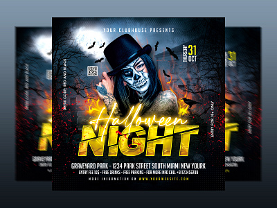 Halloween Flyer club club flyer event flyer flyer design flyer template graphic design halloween halloween night halloween party halloween week holiday horror instagram logo night club pumpkin scary spooky spooky month