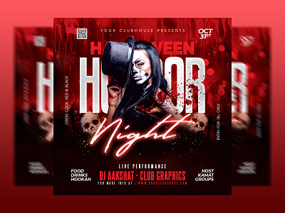 Halloween Flyer club club flyer event flyer flyer design flyer template halloween halloween night halloween party halloween week halloween2022 holiday instagram pumpkin scary spooky spooky month