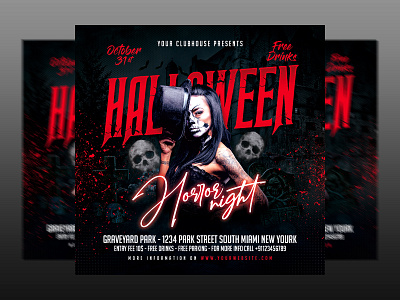 Halloween Flyer club club flyer event flyer design halloween halloween 2022 halloween night halloween party holiday horror instagram party pumpkin pumpkin carving pumpkin party social media post spooky spooky night spooky party spooky scary sunday