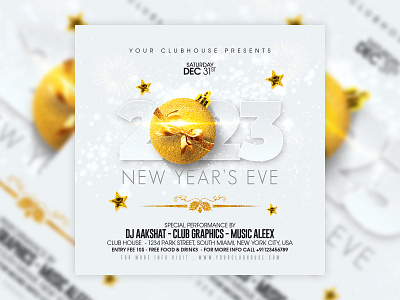 New Year Flyer branding christmas club club flyer dj event flyer design flyer template graphic design happy new year holiday instagram logo new year new year 2023 new year night new years eve night club nye party nye2023