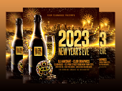 New Year Flyer christmas christmas 2022 christmas party club club flyer event flyer design flyer template happy new year holiday merry christmas merry xmas new year new year 2023 new year party new years eve nye party nye2023 party xmas