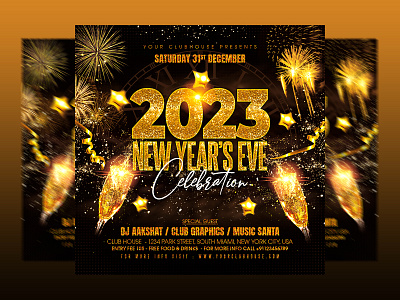 New Year Flyer christmas christmas 2023 club club flyer dj event flyer design flyer template happy new year holiday instagram merry christmas new year new year 2023 new year party new years eve nye nye 2023 nye party