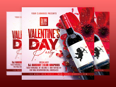 Valentine's Day Flyer club club flyer clubhouse cupid dj event flyer design flyer template holiday i love you instagram love night club party rose valentine valentine day valentines day vday