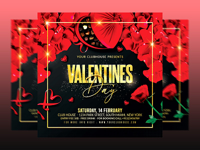 Valentine's Day Flyer club club flyer clubhouse couple dj party event facebook post flyer design flyer template graphic design holiday instagram love night club valentine valentine day valentines valentines day vday