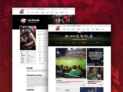 CFL Website football layout redesign sports ui