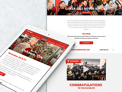 Hometown Hockey contest entertainment hockey marketing red sports tour ui ux website wordpress