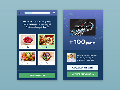 Carrot Rewards mobile app app blue health interface ios learn mobile purple quiz survey ui ux