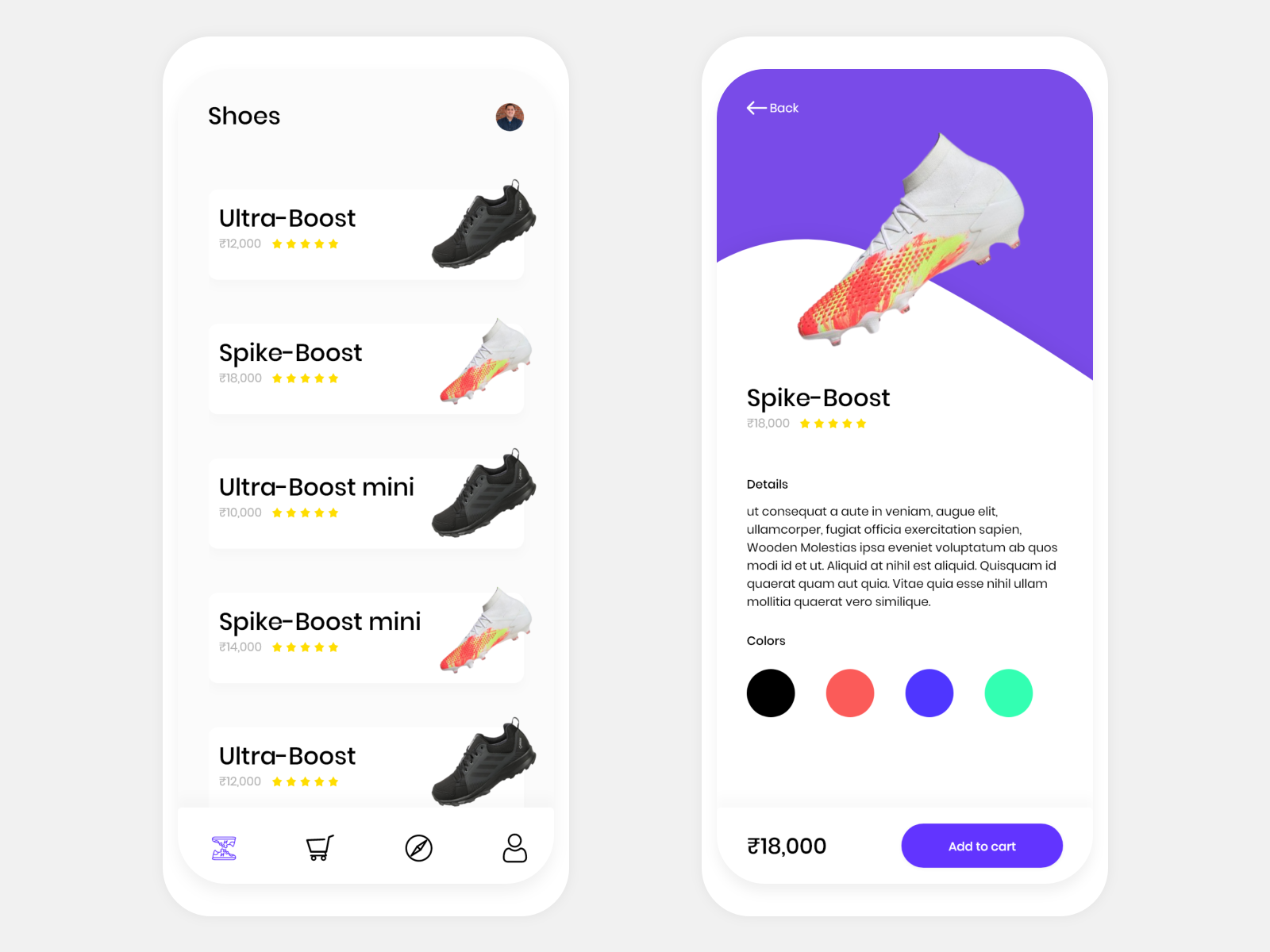 Shoe app design by Rithesh on Dribbble