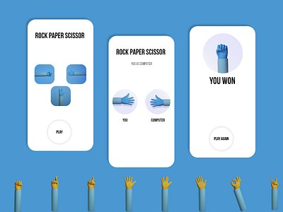 Rock Paper Scissor Made with Handz hands handz illustrations mobile rock paper scissor simple ui weekly challenge