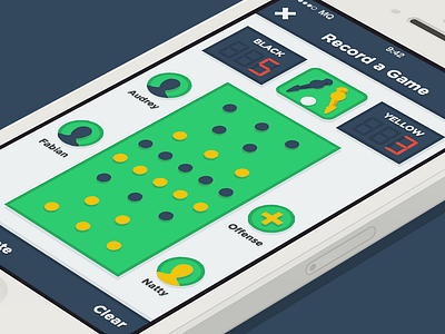 Foos App – Record a Game design flat foos foosball game interface iphone mobile retina score soccer ui