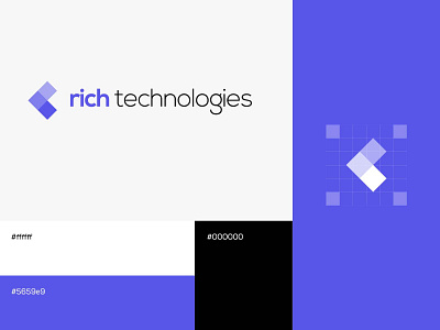 Rich Technologies Logo brand visualization branding creative logo graphic design icon lettermark logo logo design r logo richtechnologies software house software house branding typographgy