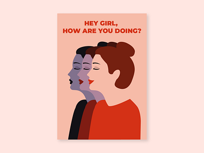 Hey girl, how are you doing? branding design illustration illustrator postcard print psychology