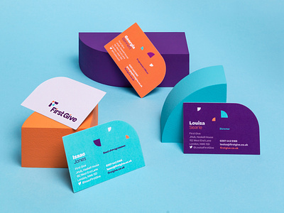 First Give branding brand business card charity colour
