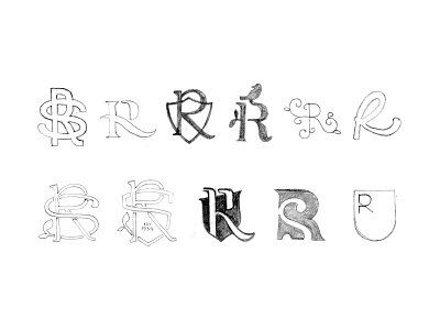 R / RS monogram logo sketches brand crest design independent logo monogram school