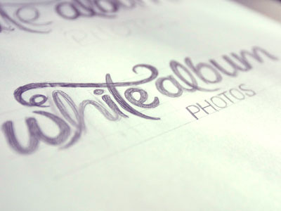 Whitealbum design handwritten logo photo photographer script sketch