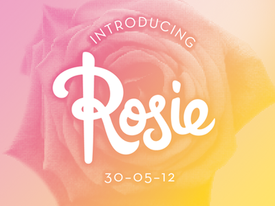 Introducing Rosie announcement baby card design girl hooray rose rosie thank you