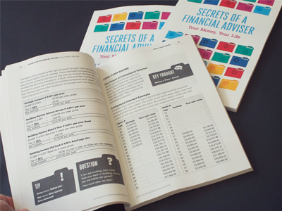 Secrets of a Financial Adviser accounts book design finance graphic layout young people