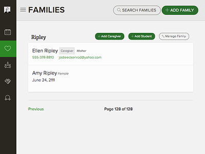 Family management page crm ui