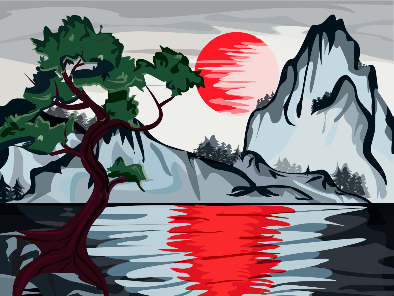 Красное солнце by Marina Vlasova on Dribbble