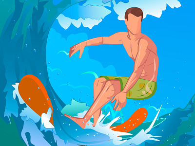 surfing animation design illustration illustrator minimal ui ux vector web