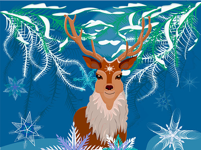 christmass deer animation app flat illustration logo web website