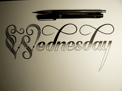 Wednesday days of the week fineliner hand lettering ink lettering today tomorrow wednesday yesterday
