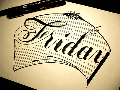 Friday days of the week fineliner friday hand lettering ink lettering script today tomorrow typography yesterday