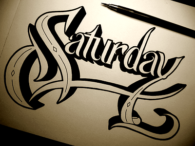 Saturday days of the week drop shadow fineliner graffiti hand lettering ink lettering saturday today tomorrow typography yesterday