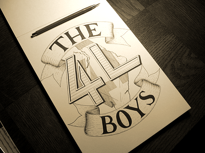 The 4L Boys 3d fineliner hand lettering illustration ink lettering logo