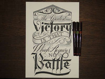 The Greatest Victory calligraphy copperplate fineliner gothic hand lettering ink lettering roman script serif typography