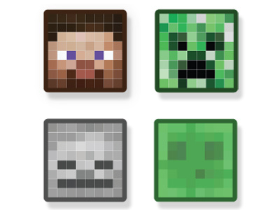 Minecraft Character/ Mob badges cragum creeper minecraft skeleton slime vector