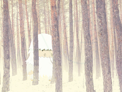 In The Woods cragum illustration monster snow trees yeti