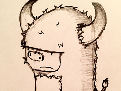 Little Bully animal bull creature doodle horns pencil sketch