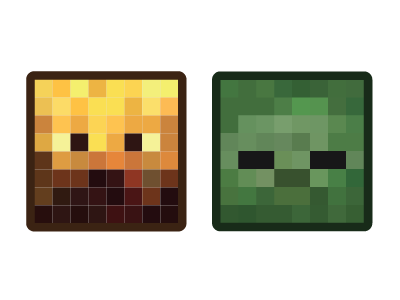Minecraft Mob Badges - Blaze & Zombie
