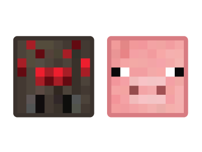 Minecraft Mob Badges - Spider & Pig