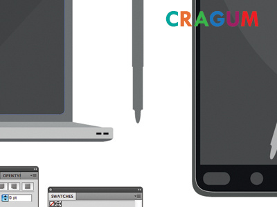 Gadgets illustrator iphone laptop stylus vector