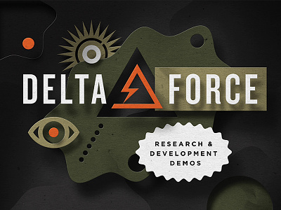 Delta Force blob cut paper delta demo depth dimension eye layering research shadow
