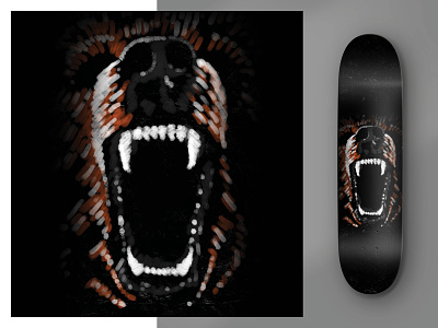 Uptake Skateboards bear digital painting illustration procreate skateboard