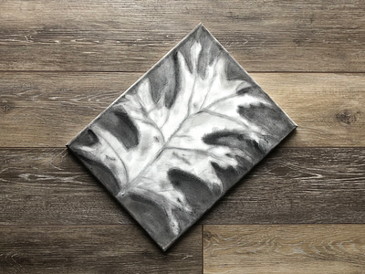 Charcoal Leaf on Canvas canvas charcoal cotton ball leaf