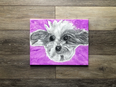 Charcoal and Watercolor Dog on Canvas art canvas charcoal dog watercolor