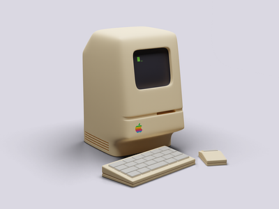 Apple Mackintosh 3d apple applemac blender blender3d colour computer mac render retro vintage