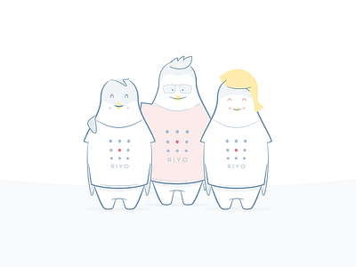 RIYO Team Penguins design family flat graphic icon illustration outline penguin riyo team vector