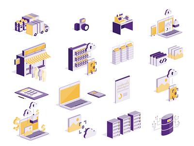 Isometric Collection clean colour design flat icon image isometric meta style text ui ux