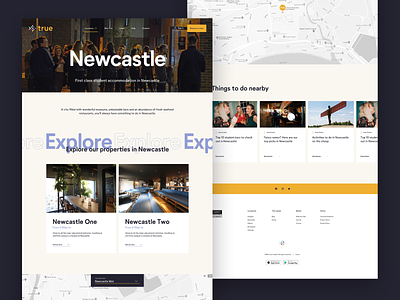 Student Accommodation UI clean colour design flat homepage interface student text ui ux web